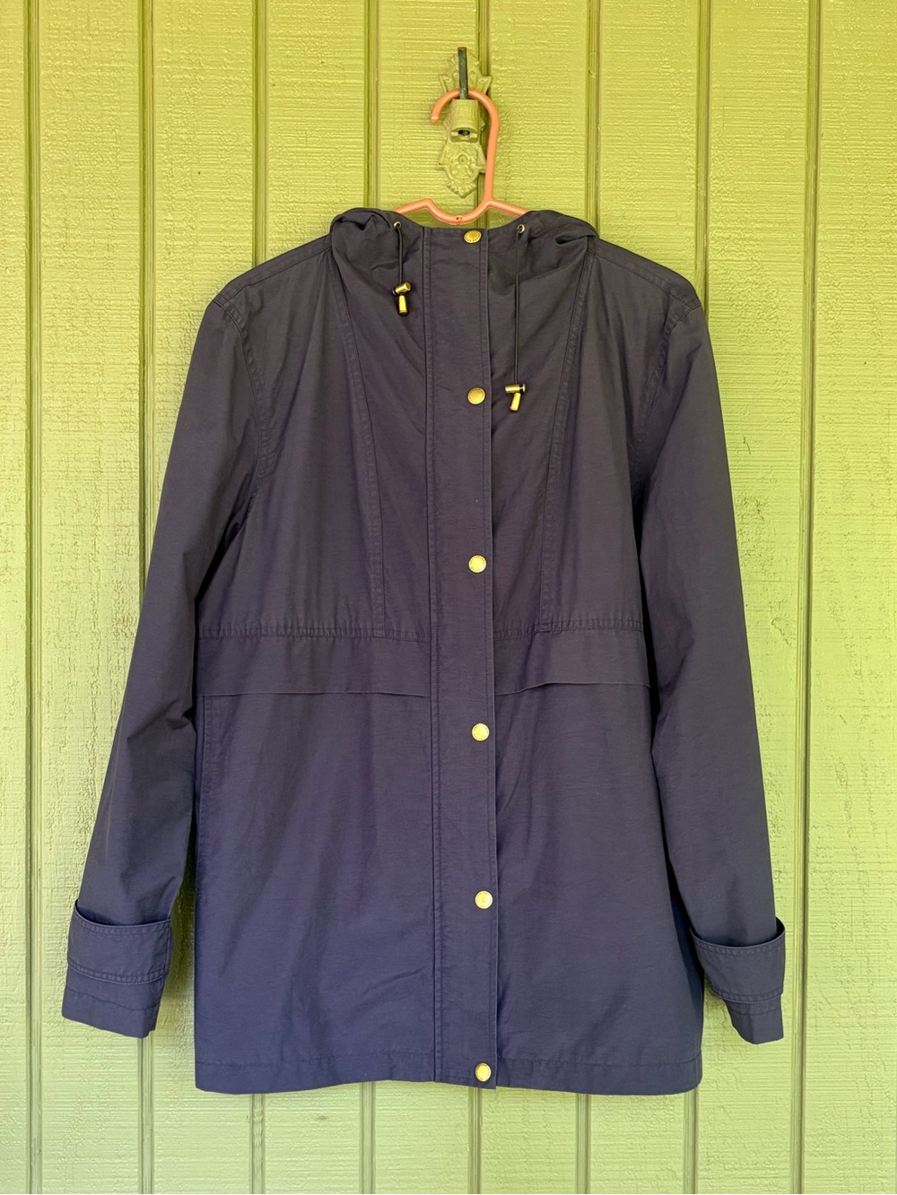 Lauren Ralph Lauren Navy Blue Hooded Anorak Jacket L Gold Hardware